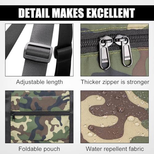 Small Duffle Bag for Men Women, Mini Gym Bag Foldable Travel Tote Carry On Luggage with Trolley Sleeve, Green Camo - color: Green camo, size: 23L