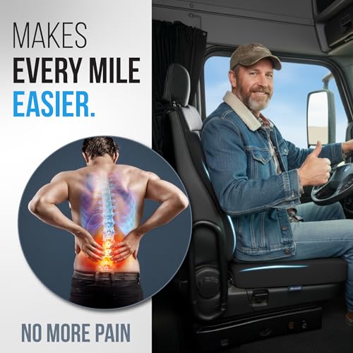 Elmara Doctor-Designed Semi-Truck Seat Cushion for Truck Driver – The Ultimate Comfort Solution for Long-Haul Drivers – Trucker Seat Cushion & Back Support – 2-Piece Ergonomic Set (Black)