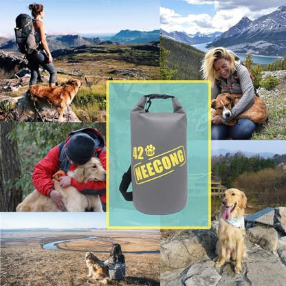 Dog Food Travel Bag With Collapsible Travel Big Bowls(800ml), 42 Cup Dog Food Storage System for Camping, Daily -10L Dog Food Dry Bag - color: Yellow-gray