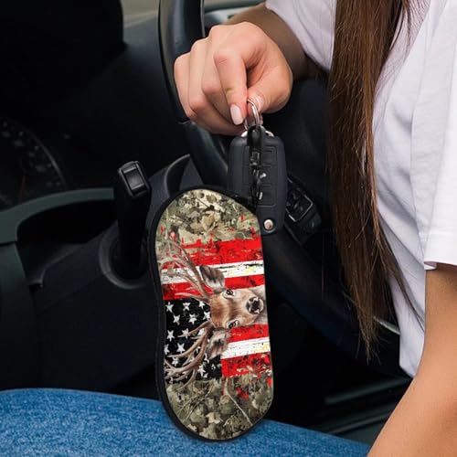 AFPANQZ Glasses Case with Carabiner Hanging Portable Neoprene Zipper Sunglasses Case Soft Lightweight - color: 3d Deer