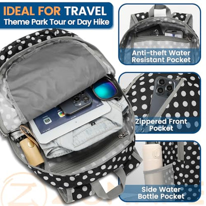 ZOMAKE Ultra Lightweight Packable Backpack 25L - Foldable Hiking Backpacks Water Resistant Small Folding Daypack for Travel(Black,White polka dots) - color: Black,white Polka Dots