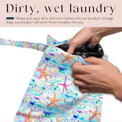 Wet Bag for Swimsuit, Beach Travel Essentials Wet Dry Bag, for Sunscreen Toiletry Dirty Clothes Yoga Gym Diaper, Friends Summer Beach Vacation Gifts. Starfish and jellyfish - color: Starfish And Jellyfish