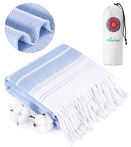 Antfuny Turkish Beach Towels Vacation Essentials Quick Dry Sand Free Soft Absorbent Adult Oversized Bath Pool Swim Long Wide Stripe Towel Sound Cloud Linen Mat Summer Thing Lightweight Thin Blue - color: Thicker Petrol, size: 72 x 36 inch