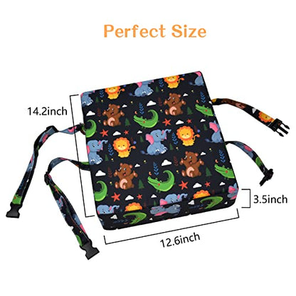 Toddler Booster Seat for Dining Table, Stronger Support Non-Slip Bottom Double Safe Straps Booster Seat Dining Toddler, Portable Travel Increasing Cushion (Black) - color: Black