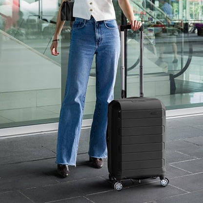Traveler's Choice Pagosa Hardshell Expandable Luggage with Spinner Wheels, Black, 22-Inch Carry-on - color: Black, size: 22-Inch Carry-on