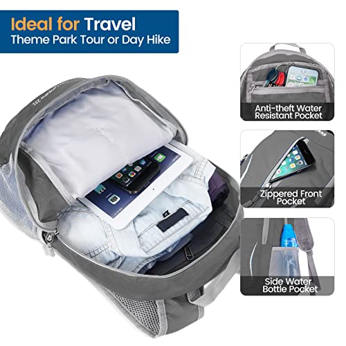 ZOMAKE Ultra Lightweight Packable Backpack 25L, Foldable Hiking Backpacks Water Resistant Small Folding Daypack for Travel(Dimgray NEW) - color: Dimgray New
