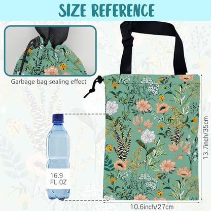 Car Garbage Bag Blooming Floral and Leaves Drawstring Car Trash Bag Hanging for Back Seat with Adjustable Buckle Canvas Vehicle Trash Can Easy-to-Install - color: Blooming Floral and Leaves