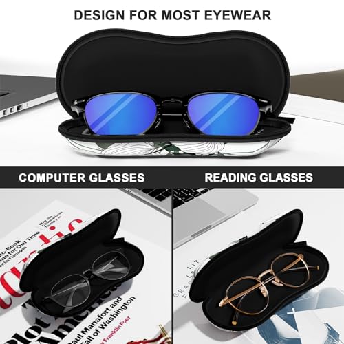Sunglasses Soft Case, Ultra Light Portable Neoprene Zipper Glasses Case for Men Women - color: Green Leaf