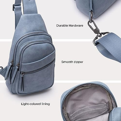 Alldaily Large Sling Bag for Women Crossbody Purse Leather Fashionable Trendy Chest Bag for Travel, Fanny Pack (Blue) - color: Blue