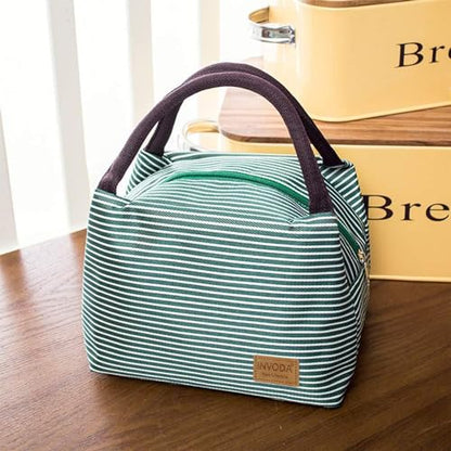 2PCS Lunch Bags Reusable Lunch Tote Bags Portable Lunch Cooler Bag Lunch Holder Insulated Lunch Box Bag for Picnic Office Beach (Brown+Green) - color: Brown+Green
