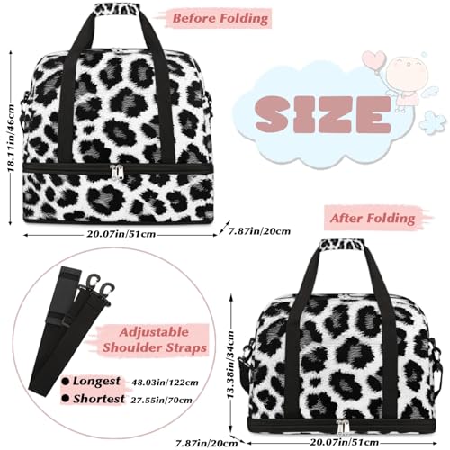 Travel Duffel Bag Animal Leopards Print Weekender Bag with Shoe Compartment Foldable Overnight Bags for Travel Sports Lightweight Gym Bags for Men Women - color: Animal Leopards Print