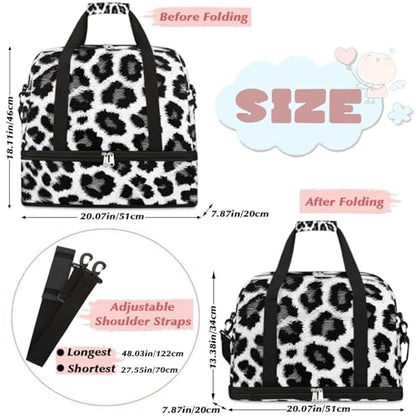 Travel Duffel Bag Animal Leopards Print Weekender Bag with Shoe Compartment Foldable Overnight Bags for Travel Sports Lightweight Gym Bags for Men Women - color: Animal Leopards Print