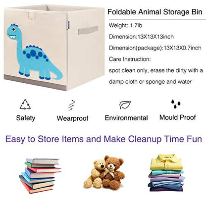 Foldable Animal Cube Storage Bins Fabric Toy Box/Chest/Organizer for Kids Nursery, 13 inch (Dinosaur) - color: Dinosaur