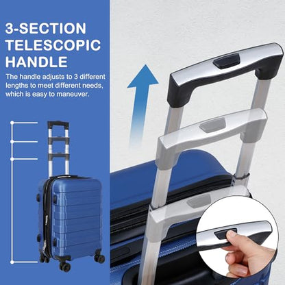 SUPER DEAL Spinner Luggage 21 Inch Hardside Expandable Suitcase Travel Carry On Luggage with 360° Swivel Wheels and Height Adjustable Handle, Blue - color: Blue