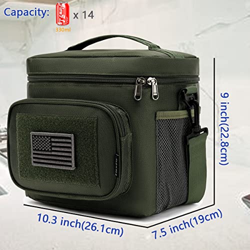 FlowFly Tactical Lunch Bag Large Insulated Lunch Box Cooler Tote for Men, Women with MOLLE/PALS Webbing (Army#Green, Medium) - color: Army#Green, size: Medium