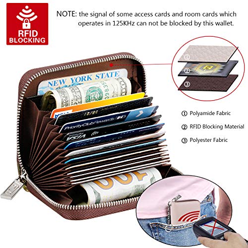 FurArt Zipper Wallet Women, RFID Blocking Credit Card Wallet, Business Card Holder, Compact Size KeyChain Wallet - color: Beige