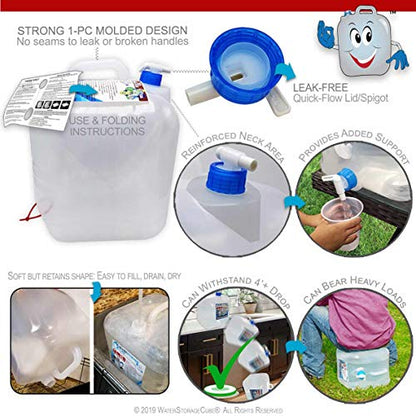 WaterStorageCube BPA Free Collapsible Water Container with Spigot, Camping Water Storage Carrier Jug for Outdoors Hiking Backpack & Survival Kit, Foldable Portable Water Canteen 1.3/2.6/5.3 Gallon - size: 2.6 gallon, style: 2-Pack 2.6 Gal
