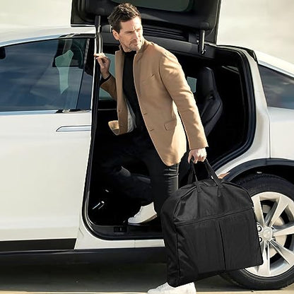 SLEEPING LAMB Heavy Duty Garment Bag for Travel, 43''Waterproof Suit Bag for Men Travel and Foldable Carry On Garment Bag for Hanging Clothes with Large Pocket in Business Trip, Black