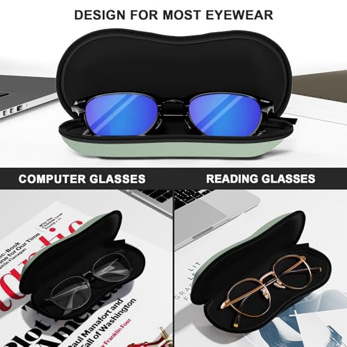 Sunglasses Soft Case, Ultra Light Portable Neoprene Zipper Glasses Case for Men Women - color: Green