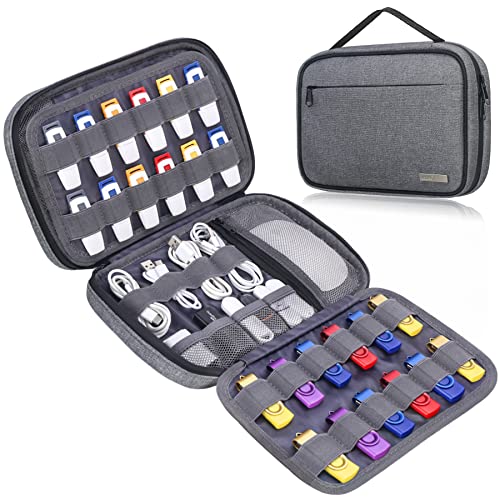 Lacdo USB Flash Drive Case Thumb Drive Holder Case Organizer Portable Electronic Accessories Storage Bag for SanDisk/SamData/Samsung USB Flash Drives Jump Drive Memory Stick, SD Card, Cables, Gray - color: Gray