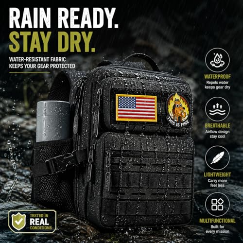 9L Mini Tactical Backpack Small Military Gym Bag for Men Women Molle Daypack Camping Backpack with Patch (Black) - color: Upgrade Black