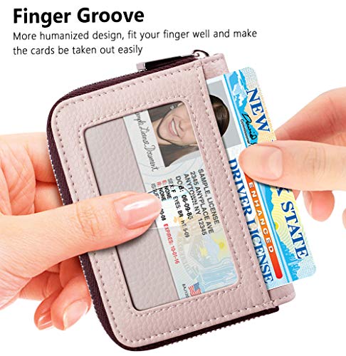 FurArt Zipper Wallet Women, RFID Blocking Credit Card Wallet, Business Card Holder, Compact Size KeyChain Wallet - color: Beige