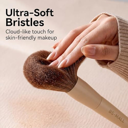 BS-MALL Professional Makeup Brush Set with Travel Case, Soft Synthetic Face & Eye Brushes for Foundation, Concealer, Powder, Blush & Eyeshadow for Beginners, Beauty Enthusiasts & Makeup Artists 18PCS - color: B-Matte