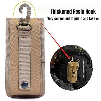 ACEXIER MOLLE Glasses Pouch Outdoor Durable Tactical Pouch Sunglasses Case Army Style Flashlight Pouch with Buckle - color: Khaki