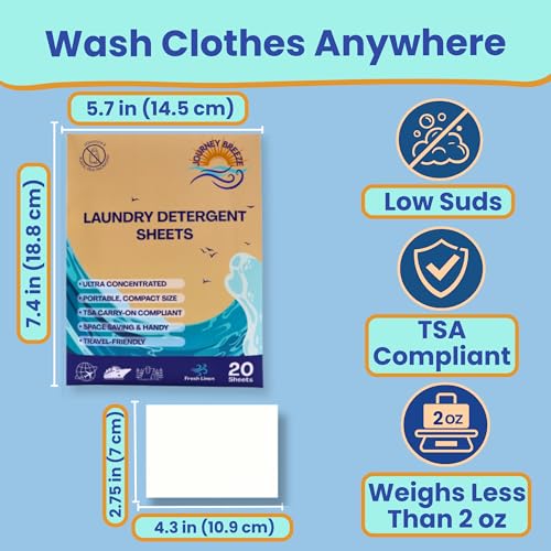 Travel Laundry Detergent Sheets with Travel Laundry Bag and Portable Clothesline – Laundry Detergent Sheets 60 count, Foldable Laundry Bag & Heavy Duty Clothesline for Hotels, Cruises & Trips