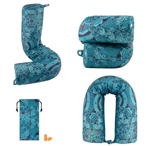 bvya Twist Memory Foam Travel Pillow for Neck, Chin, Lumbar and Leg Support-for Travling or at Home-Adjustable, Bendable Roll Pillow with Washable Elastic Polyester Cover & Eye Mask & Small Pouch - color: New Set #K