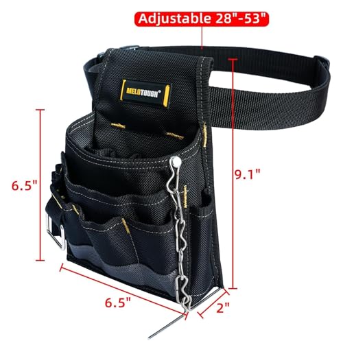 MELOTOUGH Electrician Tool Pouch Tool Belt Pouches Multiple Pockets Tool Organizer for Technician, Maintenance, HVAC - color: Grey, size: Small Electrician Pouch