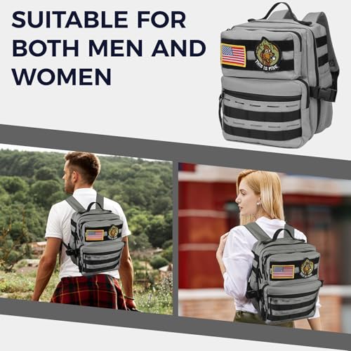 9L Mini Tactical Backpack for Men Women,Small Military Tactical Backpack for Sport,Gym,Hiking,Travel,Camping (Gray) - color: Gray