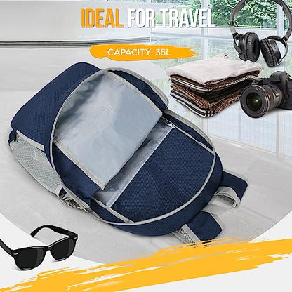 ZOMAKE Lightweight Packable Backpack 35L, Light Foldable Backpacks Water Resistant Collapsible Hiking Bag, Compact Folding Day Pack for Travel Camping(Navy Blue) - color: Navy Blue