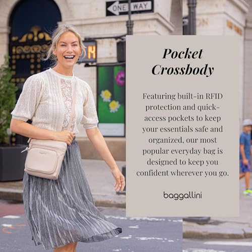 Baggallini Pocket Crossbody Bags for Women 8x8 Small Lightweight Durable Water-resistant Travel Purse W/Rfid - color: Portobello