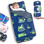Primlect Thickened Toddler Nap Mat with Removable Pillow and Minky Blanket, Extra Large 55''x35'' Sleeping Bag, Washable, Roll up, Perfect for Daycare, Preschool, Kindergarten, Boys (Excavator) - color: Green Car