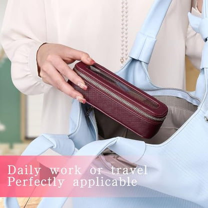 Travel Makeup Set Waterproof Transparent Cosmetic Bag and Toiletry Bag Makeup Brush case with Zipper Car Essentials for Women (Burgundy, L+M+SLIM) - color: Burgundy, size: L+M+Slim