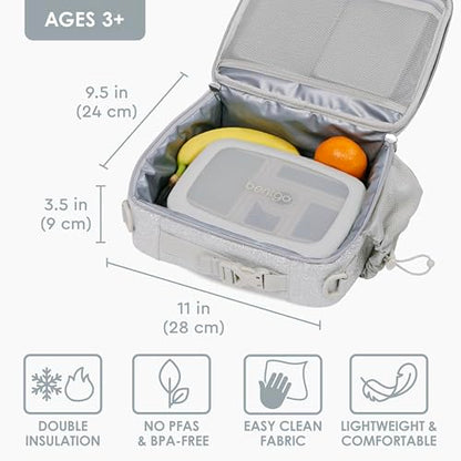 Bentgo Kids Lunch Bag - Double-Insulated, Reusable Lunch Bag for Kids 3+ with Adjustable Strap; Holds Lunch Box/Water Bottle/Snacks; Easy-Clean, Water-Resistant & Pockets (Glitter Edition - Silver) - color: Glitter Edition - Silver