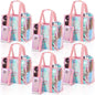 Hsei 6 Pcs Clear Iridescent Beach Bag with Phone Pouch for Women Beach Travel Large Waterproof Tote Bags for Vacation Picnic - color: Iridescent Pink