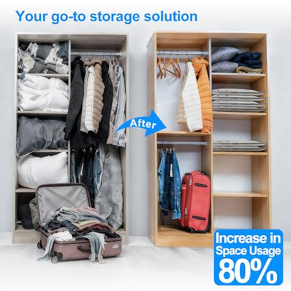 Vacuum Seal Bags 18-Pack with Wireless Pump, 6 Large/6 Medium/6 Sizes, Reusable Storage for Clothes Travel, Luggage & Suitcases, Portable Space Saver - size: 18 COMBO