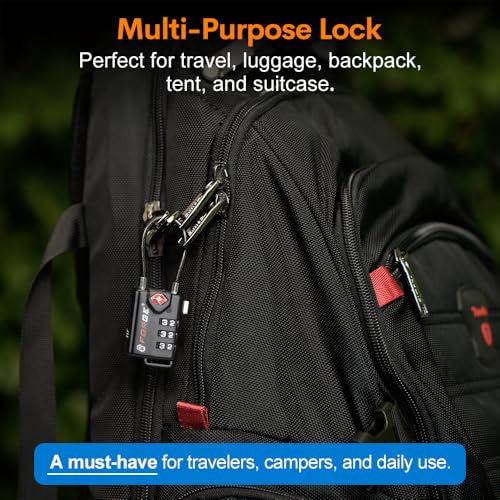 TSA Approved Cable Luggage Locks, Re-settable Combination with Alloy Body - color: 4 Colors Cable 4 Pack
