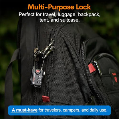 TSA Approved Cable Luggage Locks, Re-settable Combination with Alloy Body - color: 4 Colors Cable 4 Pack