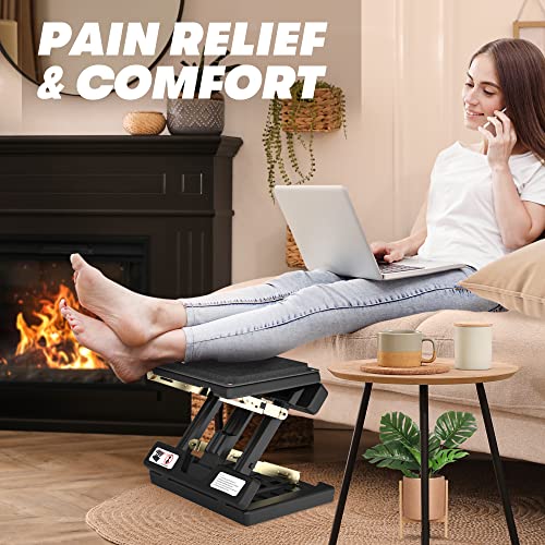 Foot Rest Under Desk,4-Height Adjustable footrest,with Massage Roller and Soft Pad,Foldable, Ergonomic,for Car,Office,Computer,Gaming,Adjustable Metal Frame,All-Season Use(Black) - color: Hard Padded- Black