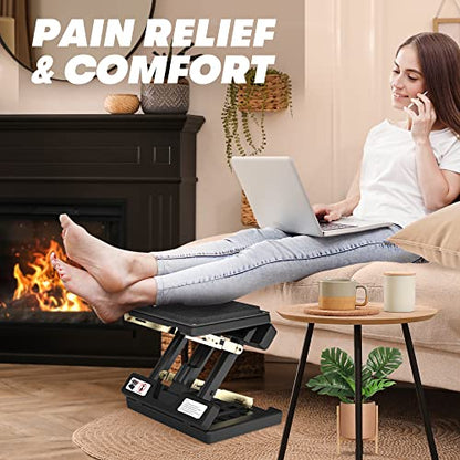 Foot Rest Under Desk,4-Height Adjustable footrest,with Massage Roller and Soft Pad,Foldable, Ergonomic,for Car,Office,Computer,Gaming,Adjustable Metal Frame,All-Season Use(Black) - color: Hard Padded- Black