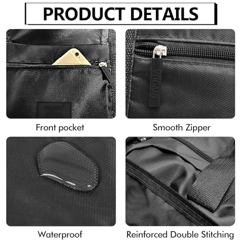 Travel Duffel Bag Carry on Luggage Bag Foldable Travel Tote Bag Waterproof Sports Gym Lightweight Large Weekender Overnight Bag for Women and Men (Black+Blue) - color: Black+Blue