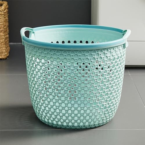 Flexible Laundry Basket with Handles, Portable Round Bin, Plastic Laundry Basket Storage Hamper, Portable Dirty Clothes Basket, Dirty Clothes Storage Basket Large Clothes Rack - color: Blue
