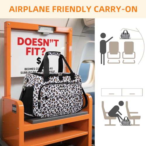 Travel Duffle Bag for Women, Underseat Carry On luggage Bag Foldable Overnight Weekender Hospital Bag Lightweight Airplanes Personal Item Travel Tote Bag for Women Birthday Gifts, 16IN Leopard Print - color: Leopard Print, size: 16IN