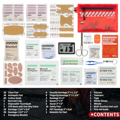 RHINO RESCUE Small First Aid Kit Ultralight Waterproof Medical Kit for Hiking, Backpacking, Cycling, Travel, Vehicles, 114pc - size: EDC