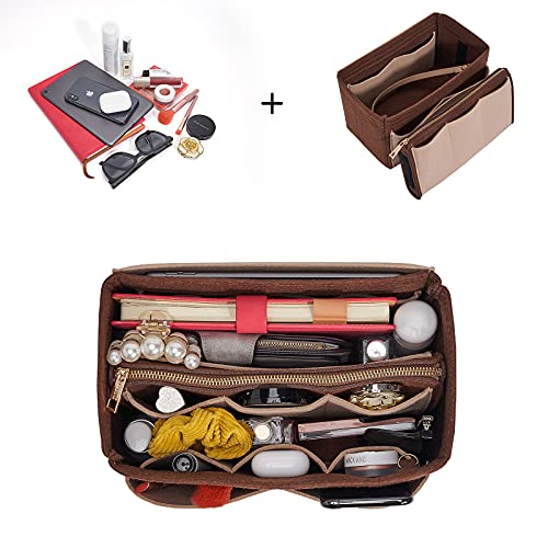 Vercord Felt Organizer Insert For Purse Handbag Tote Bag In Bag Inside Shaper Divider Neo Coffee & Beige Small - color: A Coffee & Beige, size: Small
