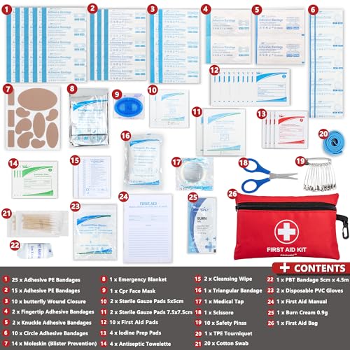 Atickyaid Mini First Aid Kit - 140 Piece Small First Aid Medical Kit for Car, Home, Office, Travel, Camping, Sports, Outdoor, School - Emergency First Aid Supplies and Survival Kit - size: 140 Pieces