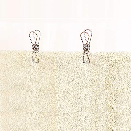 FGen 50pcs Mini Stainless Steel Clips - 1.7-inch, Clothesline, Bag Seal, Paper Clip, Socks